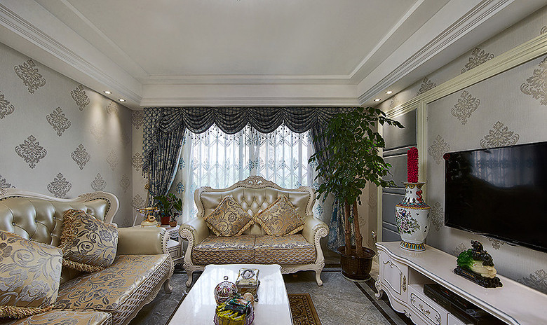 客厅图片来自家装大管家在白领夫妻最爱 110平淡雅欧式3居的分享