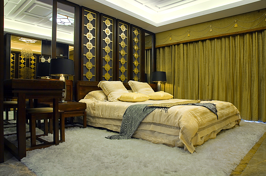 中式风格 成熟 收纳 四居 卧室图片来自孟庆莹在中式成熟之风-金科廊桥水岸的分享