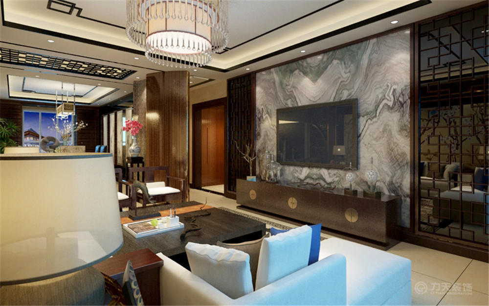 中式 三居 白领 收纳 80后 小资 客厅图片来自阳光力天装饰在力天装饰-红城149.1㎡的分享