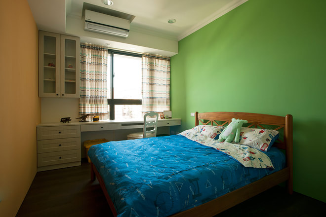 卧室图片来自四川岚庭装饰工程有限公司在淡绿的美式清新 营造寝眠的氛围的分享