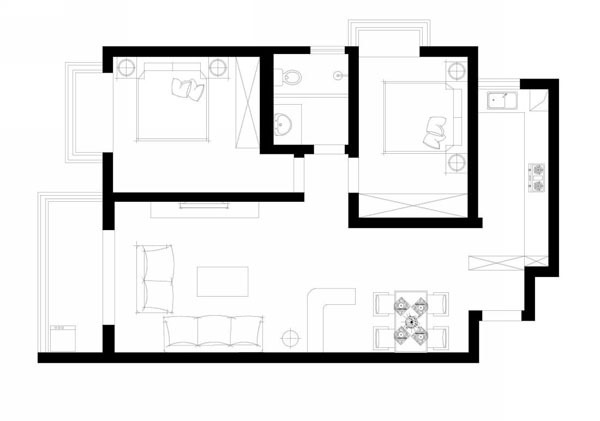 三居 简约 户型图图片来自四川岚庭装饰工程有限公司在95平米正规两居，现代简约婚房的分享