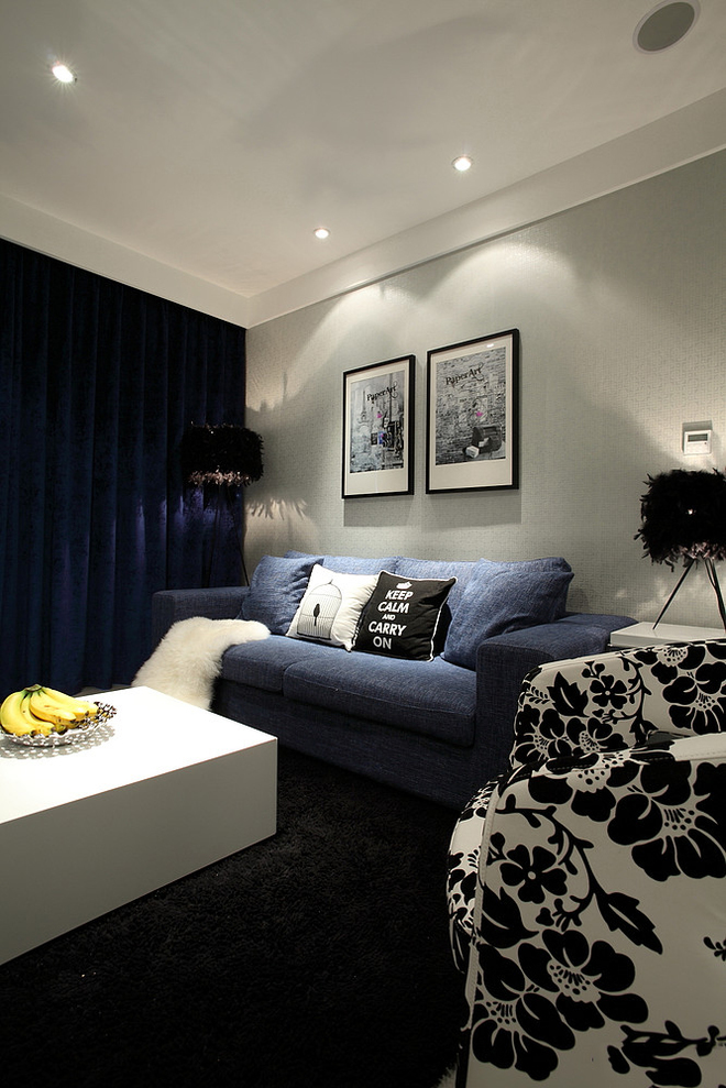 客厅图片来自四川岚庭装饰工程有限公司在【蓝精灵】现代简约三居室的分享