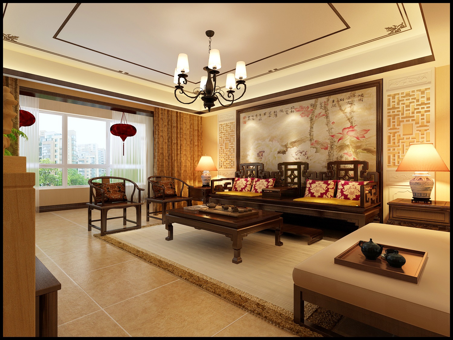 客厅图片来自西安业之峰装饰在【曲江紫汀苑】——新中式风格的分享