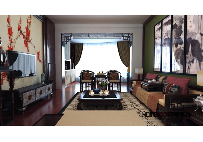 新中式 百家装饰 收纳 80后 小资 客厅图片来自百家装饰杨乐乐在雅居乐 155平新中式风格的分享