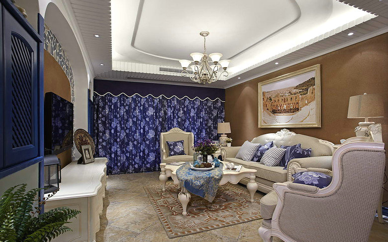 简约 欧式 混搭 三居 地中海 客厅图片来自佰辰生活装饰在地中海清凉风格的分享