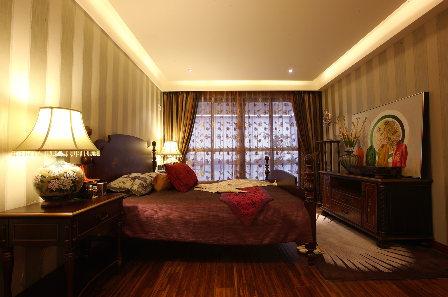 中式 沉稳 别墅 卧室图片来自孟庆莹在中式风格之旭辉御锦的分享