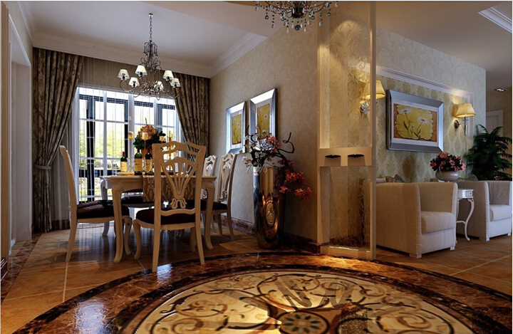 三居 欧式 餐厅图片来自日升装饰公司在白桦林·印象-3居室-简欧设计鉴赏的分享