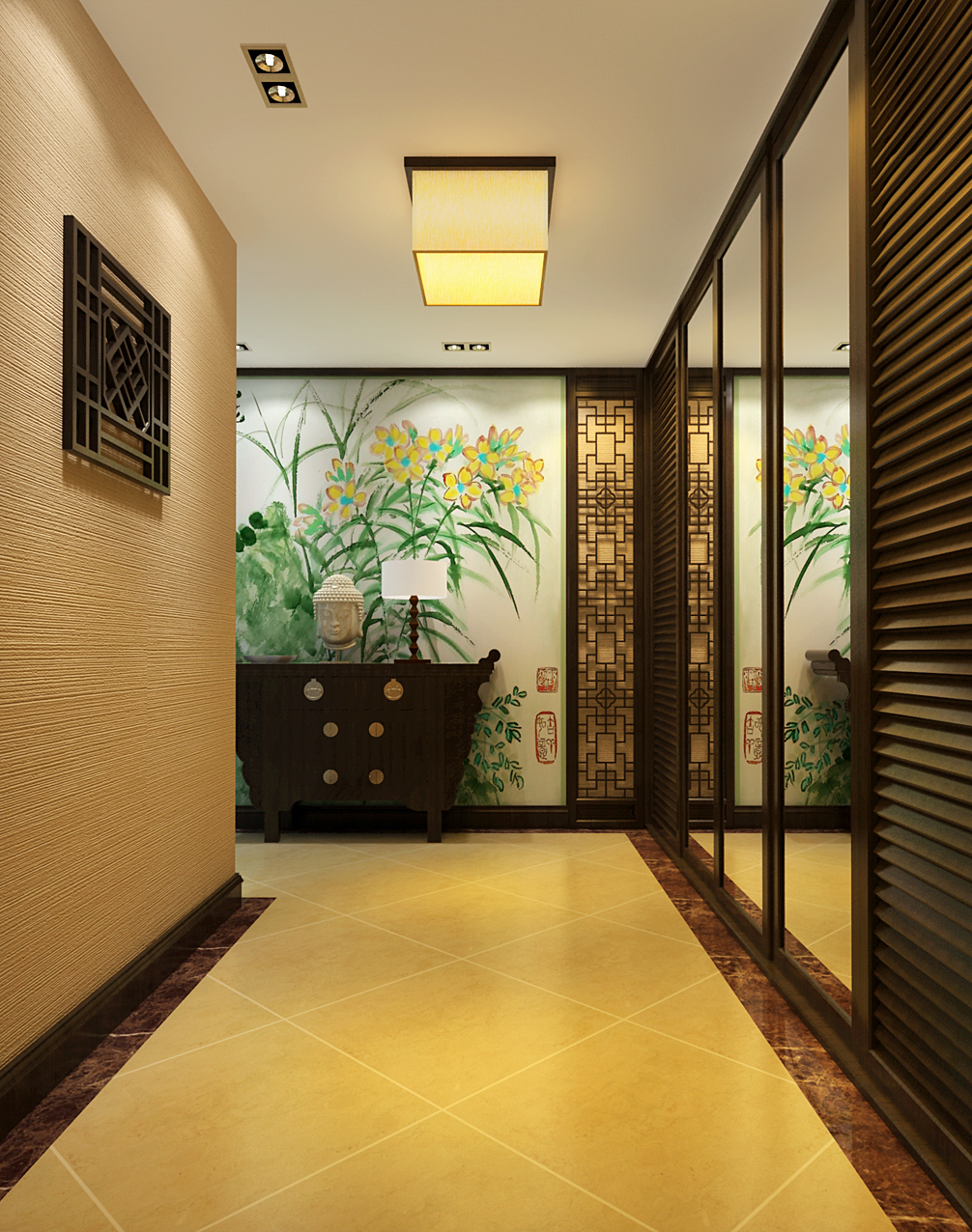 简约 中式 别墅 玄关图片来自实创装饰上海公司在用简约打造高贵典雅的空间感的分享