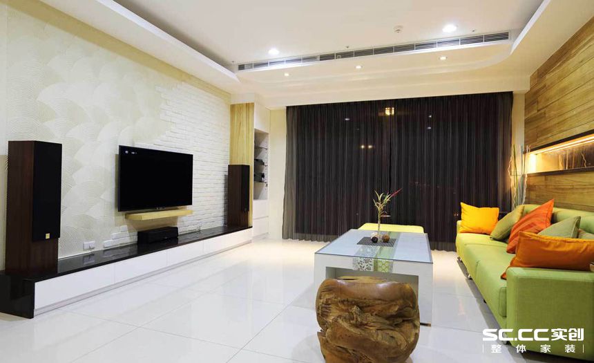 三居 简约 客厅 现代 128平 精装 客厅图片来自实创装饰晶晶在杨浦区控江路128平老房现代三居的分享