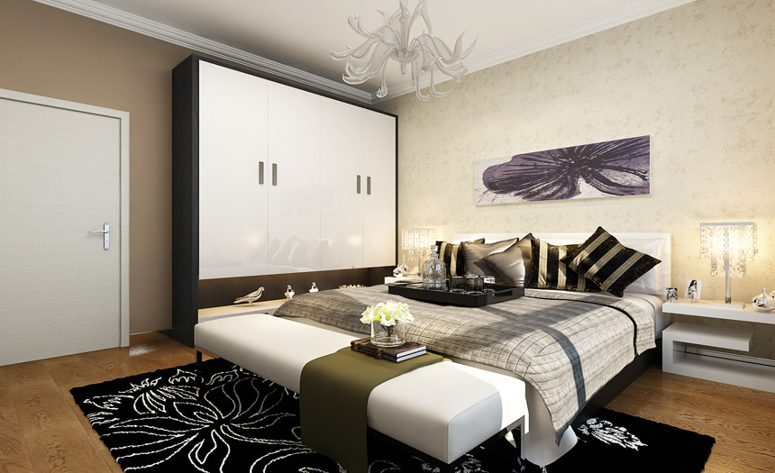 日升装饰 卧室图片来自装修设计芳芳在104现代简约三居的分享