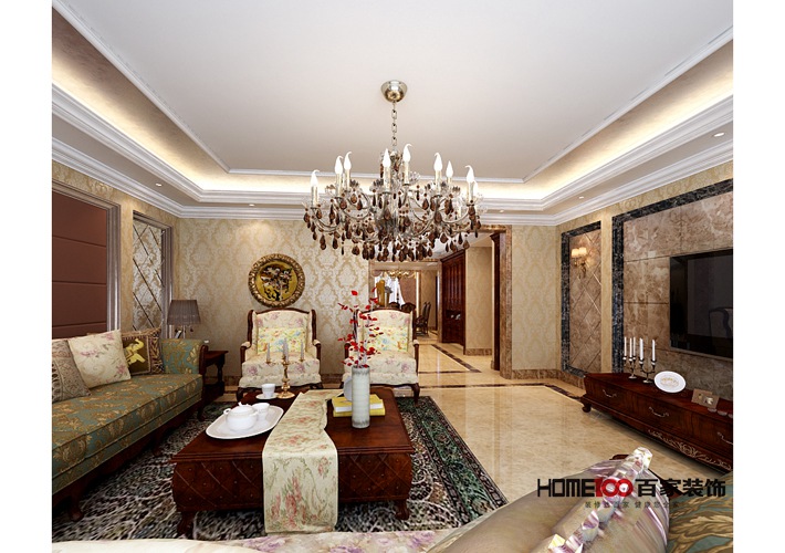 美式 别墅 白领 小资 客厅图片来自百家装饰杨乐乐在中海盛京府 240平美式风格的分享