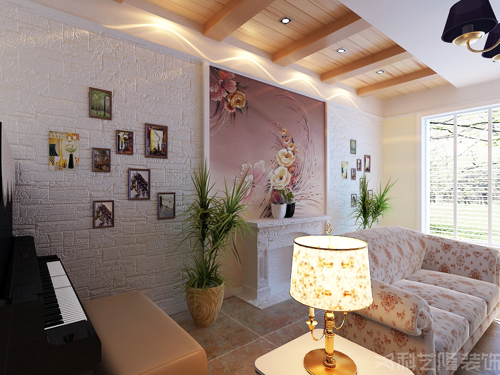 客厅图片来自天津科艺隆装饰在通泰香滨城-田园风格-225㎡的分享
