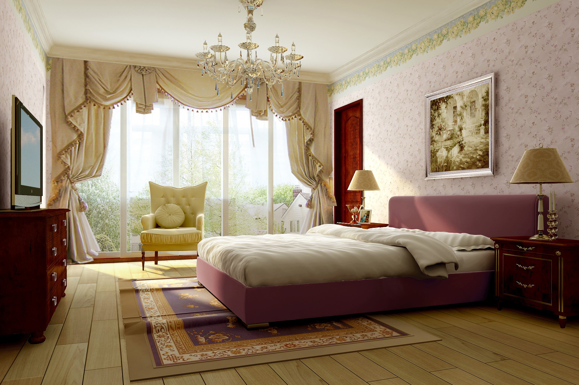 简约 欧式 田园 三居 卧室图片来自实创装饰上海公司在150平欧式与田园风格完美演绎的分享