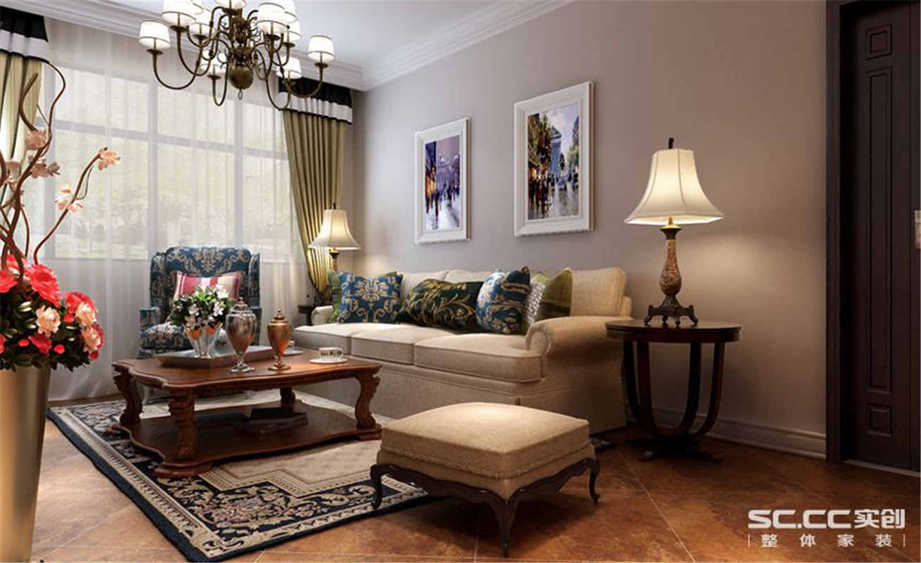 橄榄城 美式 三居 家装 整体 客厅图片来自郑州实创装饰啊静在89平橄榄城美式三居的分享