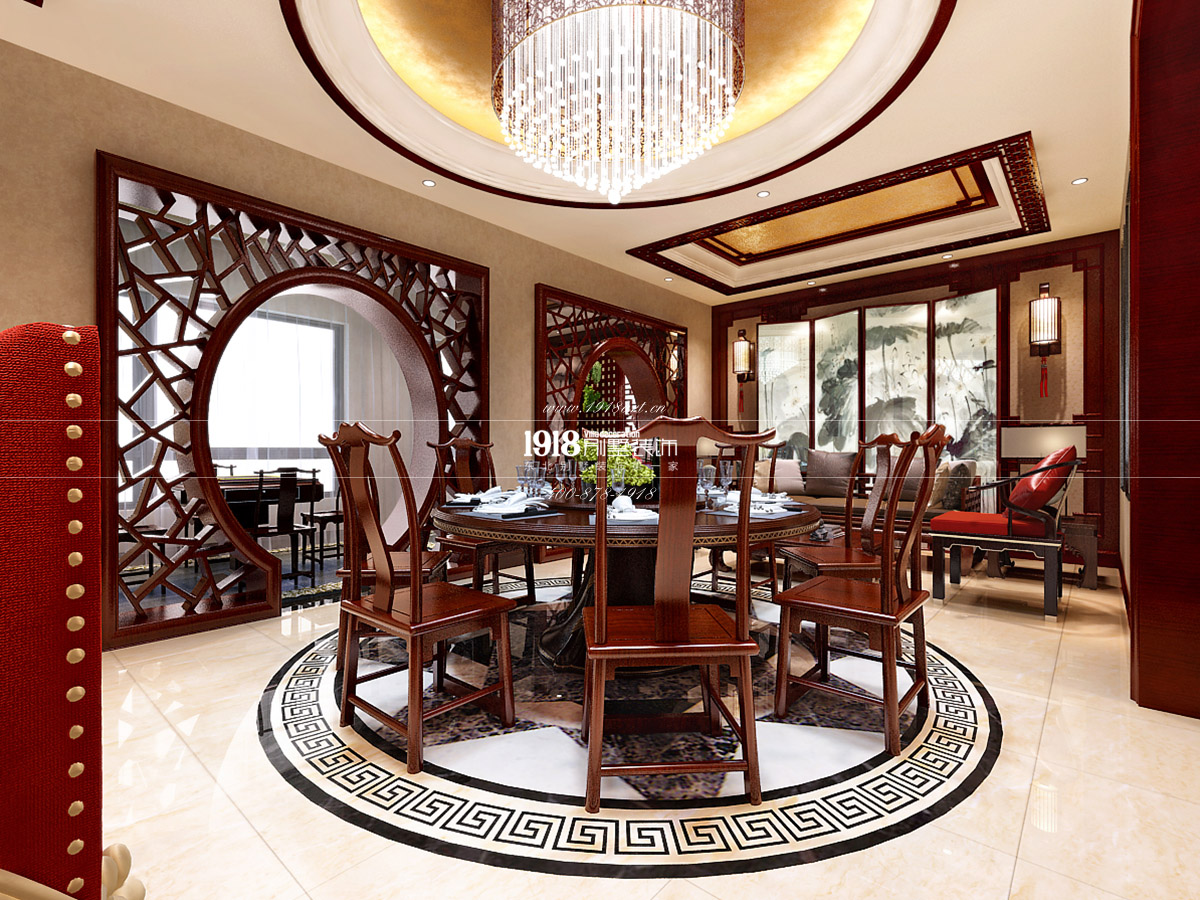 高端装修 新中式 餐厅图片来自沈阳1918别墅装饰在华润·奉天九里的分享