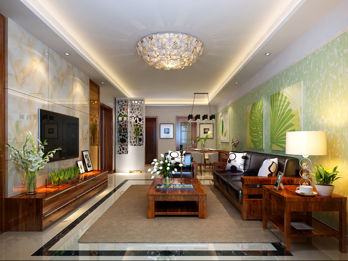 日升装饰 客厅图片来自装修设计芳芳在保利拉菲公馆134现代四居的分享
