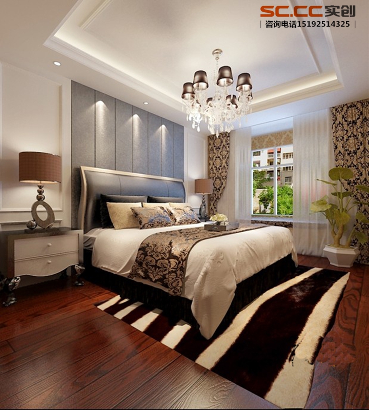 现代 欧式 三居室 温馨 卧室图片来自快乐彩在青岛实创装饰适园雅居152平的分享