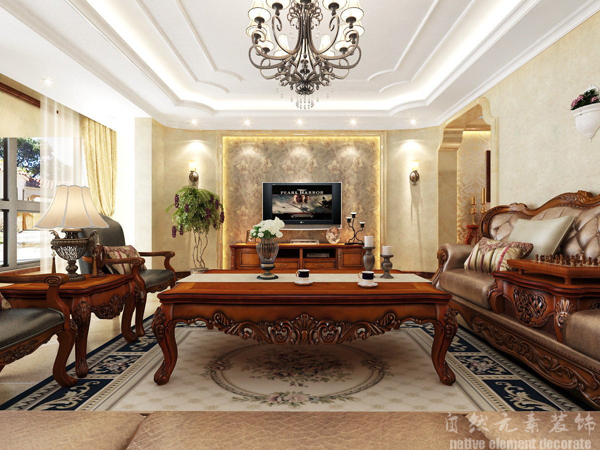 山海津 美式 四居 客厅图片来自自然元素装饰在山海津美式风格装修案例的分享