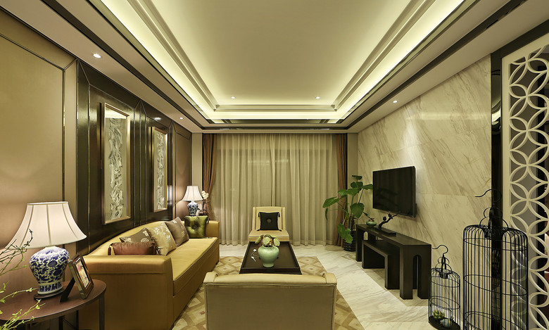 客厅图片来自家装大管家在125平典雅新中式 感受恬静生活的分享