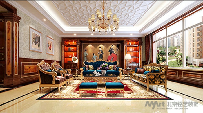 客厅图片来自北京铭艺-Myart-大飞在建投十号院-欧式新古典的分享