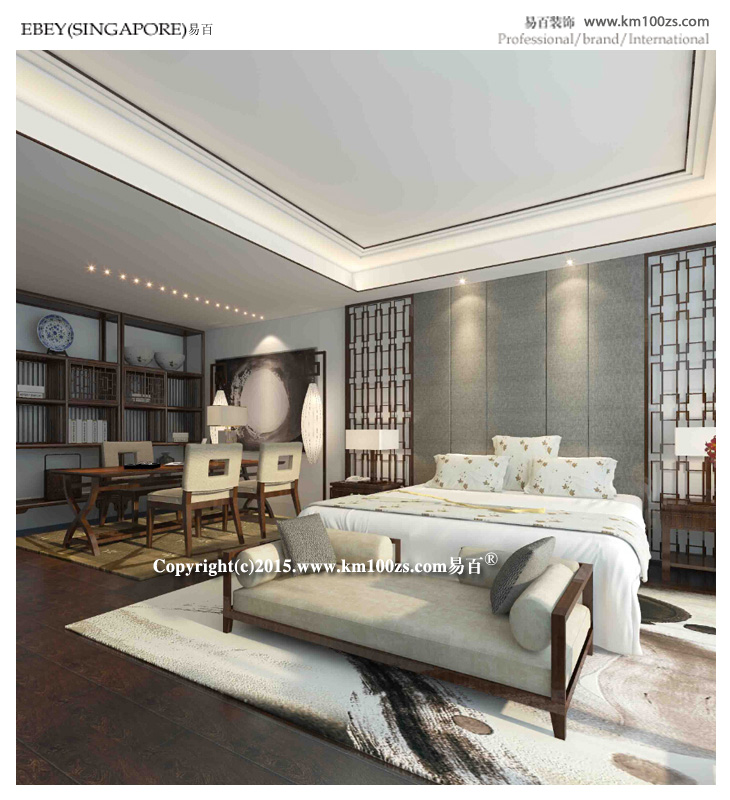 别墅 卧室图片来自昆明易百装饰-km100zs在中洲阳光240平米新中式风格的分享