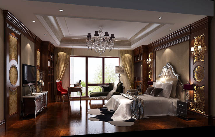 美式 古典 复式 叠拼 高度国际 卧室图片来自高度国际姚吉智在金隅翡丽 230坪 美式古典风格的分享