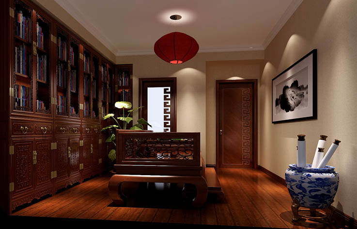 新中式 三居 小资 公寓 高度国际 书房图片来自高度国际姚吉智在远洋东方家园 157坪 新中式风格的分享