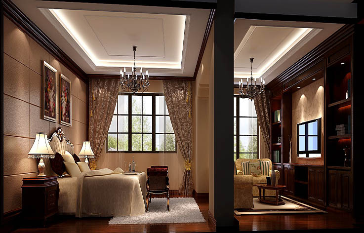 美式 别墅 五室 高度国际 卧室图片来自高度国际姚吉智在天竺新新家园 380坪 美式风格的分享