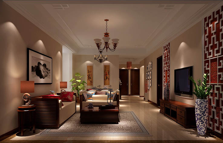 新中式 三居 小资 公寓 高度国际 客厅图片来自高度国际姚吉智在远洋东方家园 157坪 新中式风格的分享