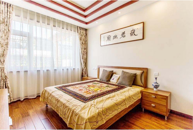 卧室图片来自北京今朝装饰在浓郁书香世家--古典韵味的分享