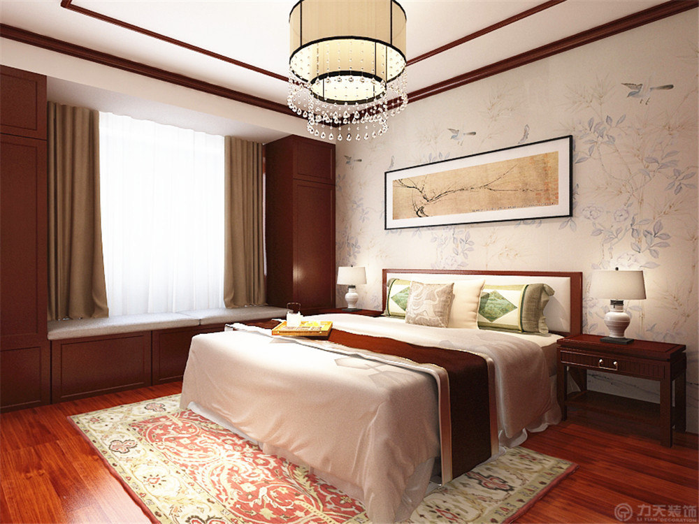 中式 一居 白领 收纳 80后 小资 卧室图片来自阳光力天装饰在力天装饰-珑著60㎡的分享