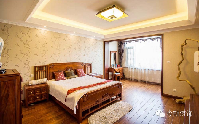 卧室图片来自北京今朝装饰在浓郁书香世家--古典韵味的分享