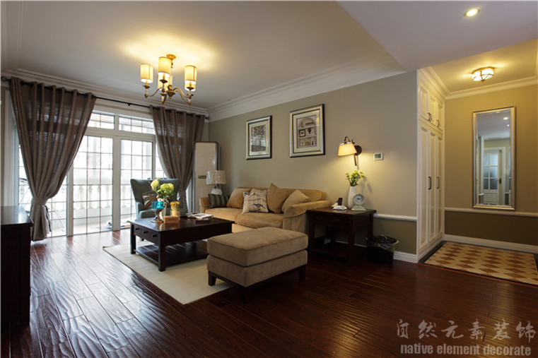 白金酒店 现代美式 二居 客厅图片来自自然元素装饰在白金酒店公寓美式风装修案例的分享