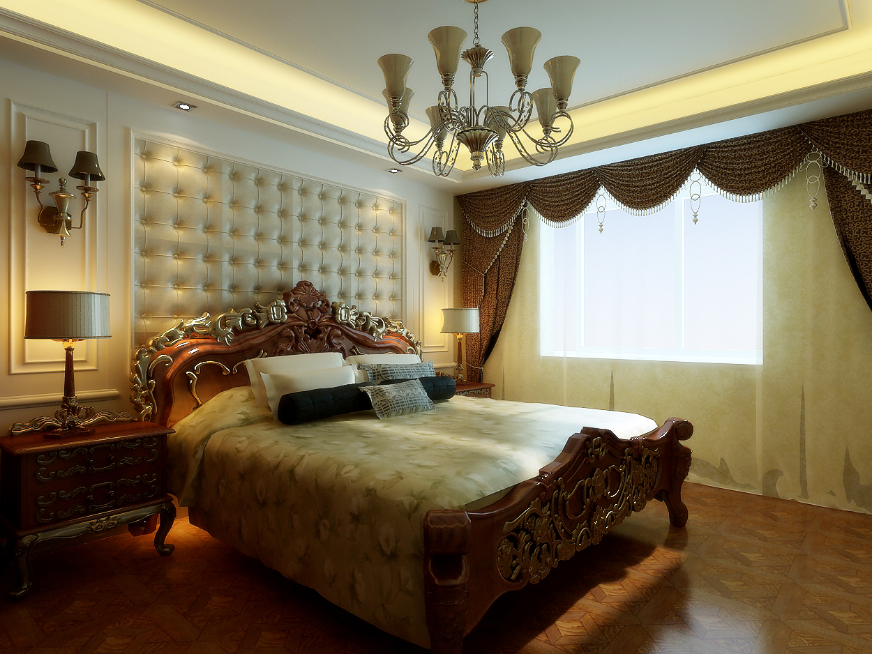 欧式 四居 依云首府 家居 卧室图片来自百家设计小刘在依云首府165平欧式风格半包8.2万的分享