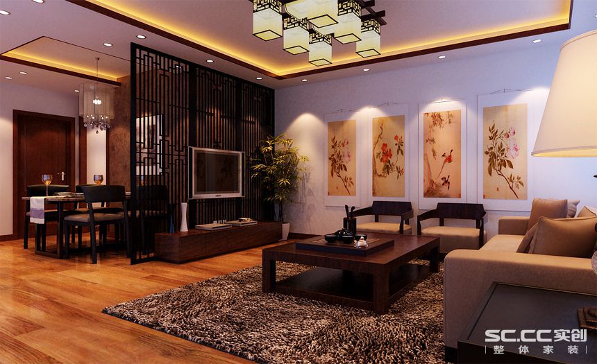 中式 三居 白领 收纳 80后 小资 客厅图片来自实创装饰百灵在稳重大方的新中式145平米装修的分享