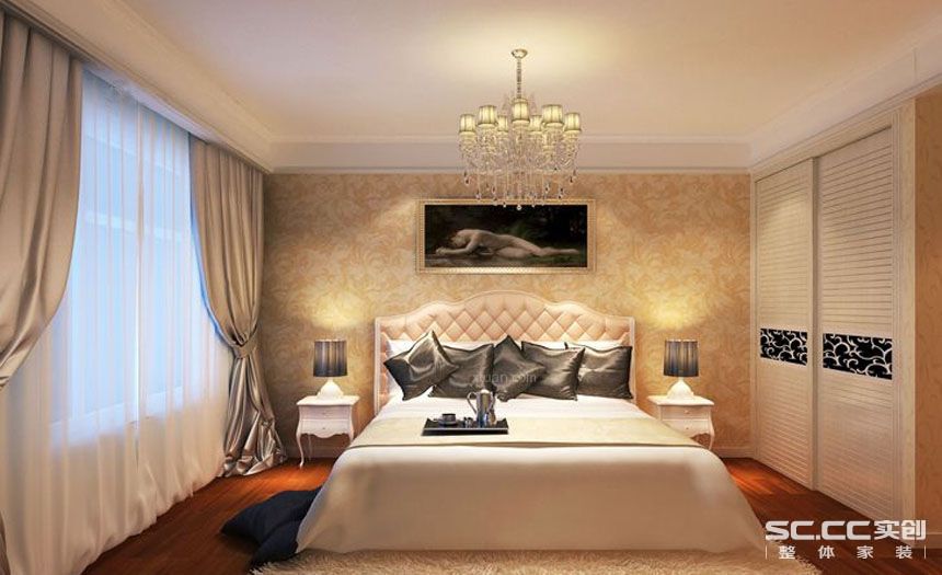 简约 欧式 二居 白领 收纳 80后 小资 卧室图片来自实创装饰百灵在家属院简欧风90平米装修的分享