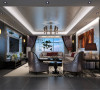 富力城（210平）五居室户型--美式风格客厅效果图展示