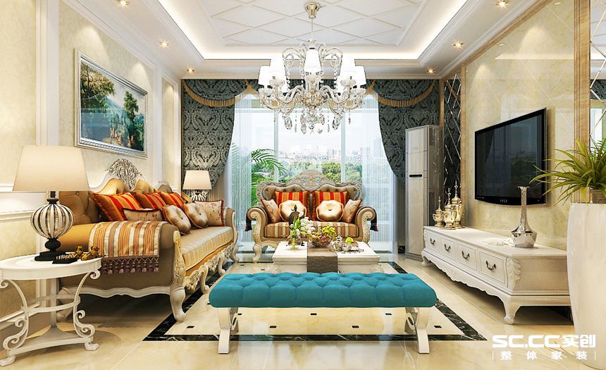 新古典风格 三居 锦绣逸庭 客厅图片来自实创装饰上海公司在都市中的奢华的分享
