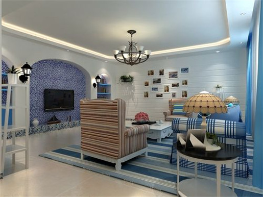 日升装饰 餐厅图片来自装修设计芳芳在110平地中海三居室的分享
