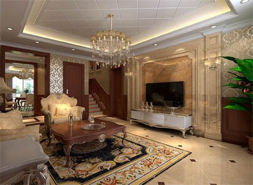 日升装饰 客厅图片来自装修设计芳芳在天鹅堡欧式古典四居的分享