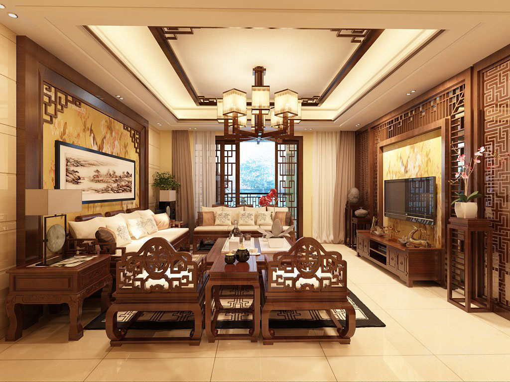 中式 二居 白领 收纳 80后 小资 客厅图片来自阳光力天装饰在力天装饰-华润橡树湾82㎡的分享