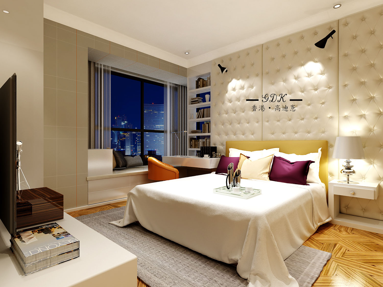 简约 三居 小资 混搭 卧室图片来自高迪愙室内设计-常傑在《玫·玺》k2百合湾的分享