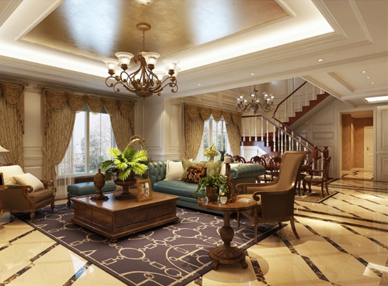 客厅图片来自峰上大宅装饰长沙在中粮北纬-欧式风格的分享