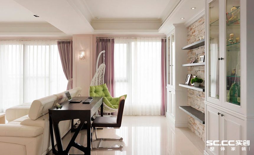 三居 美式 客厅 餐厅 卧室 厨房 简约 书房图片来自实创装饰晶晶在124平三居勾勒美式风情居家的分享