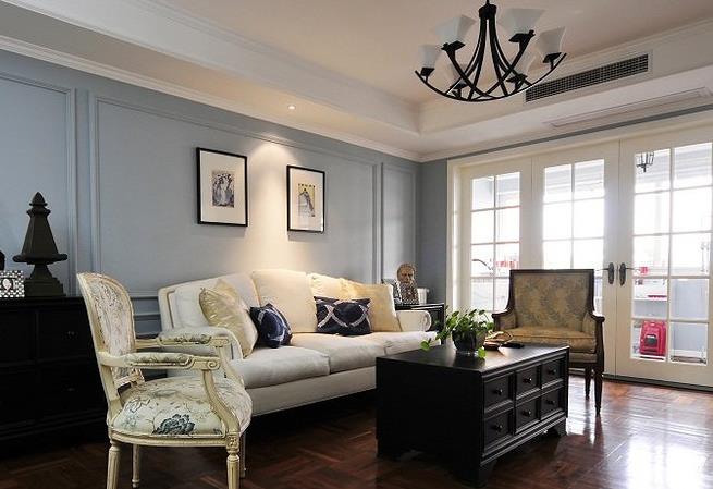 美式 小洋房 蓝色浪漫 客厅图片来自佰辰生活装饰在蓝调之恋美式印象 130平老洋房的分享
