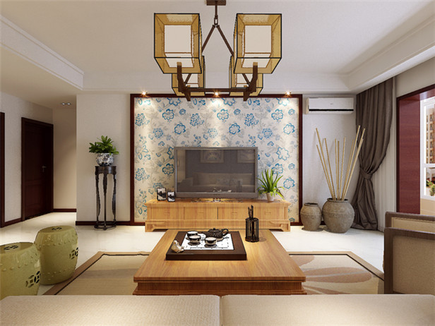 日升装饰 客厅图片来自装修设计芳芳在富力城125新中式三居室的分享