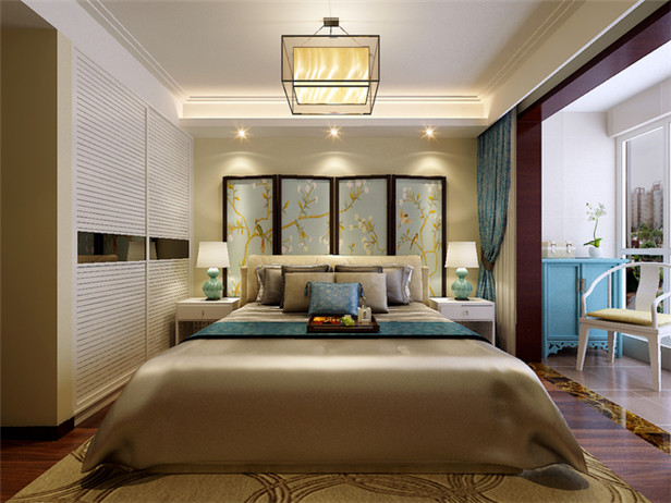 日升装饰 卧室图片来自装修设计芳芳在富力城125新中式三居室的分享