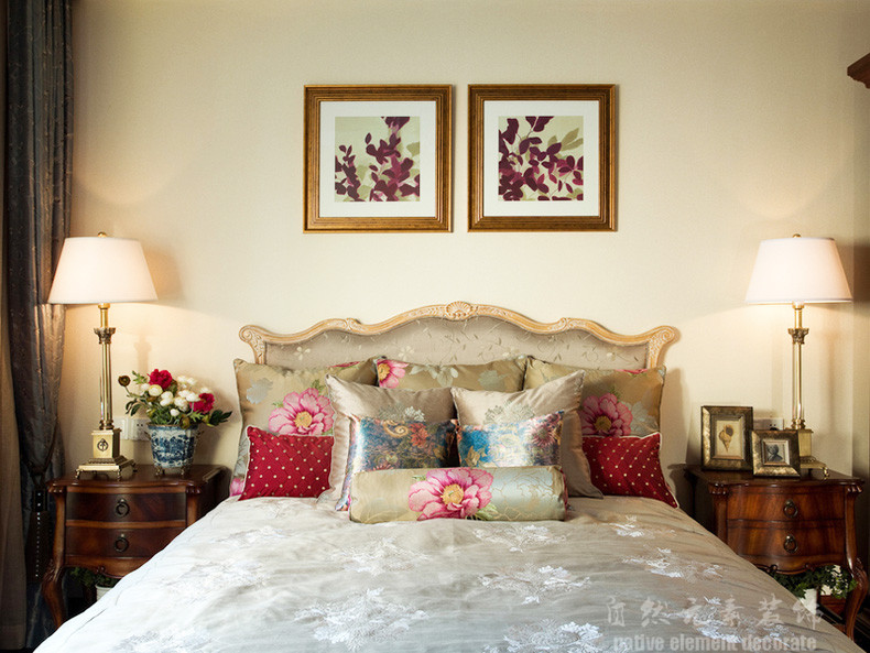 富通城 中式 二居 卧室图片来自自然元素装饰在富通城中式风装修案例的分享