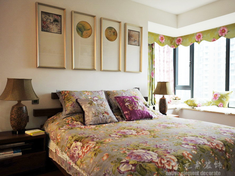 富通城 中式 二居 卧室图片来自自然元素装饰在富通城中式风装修案例的分享