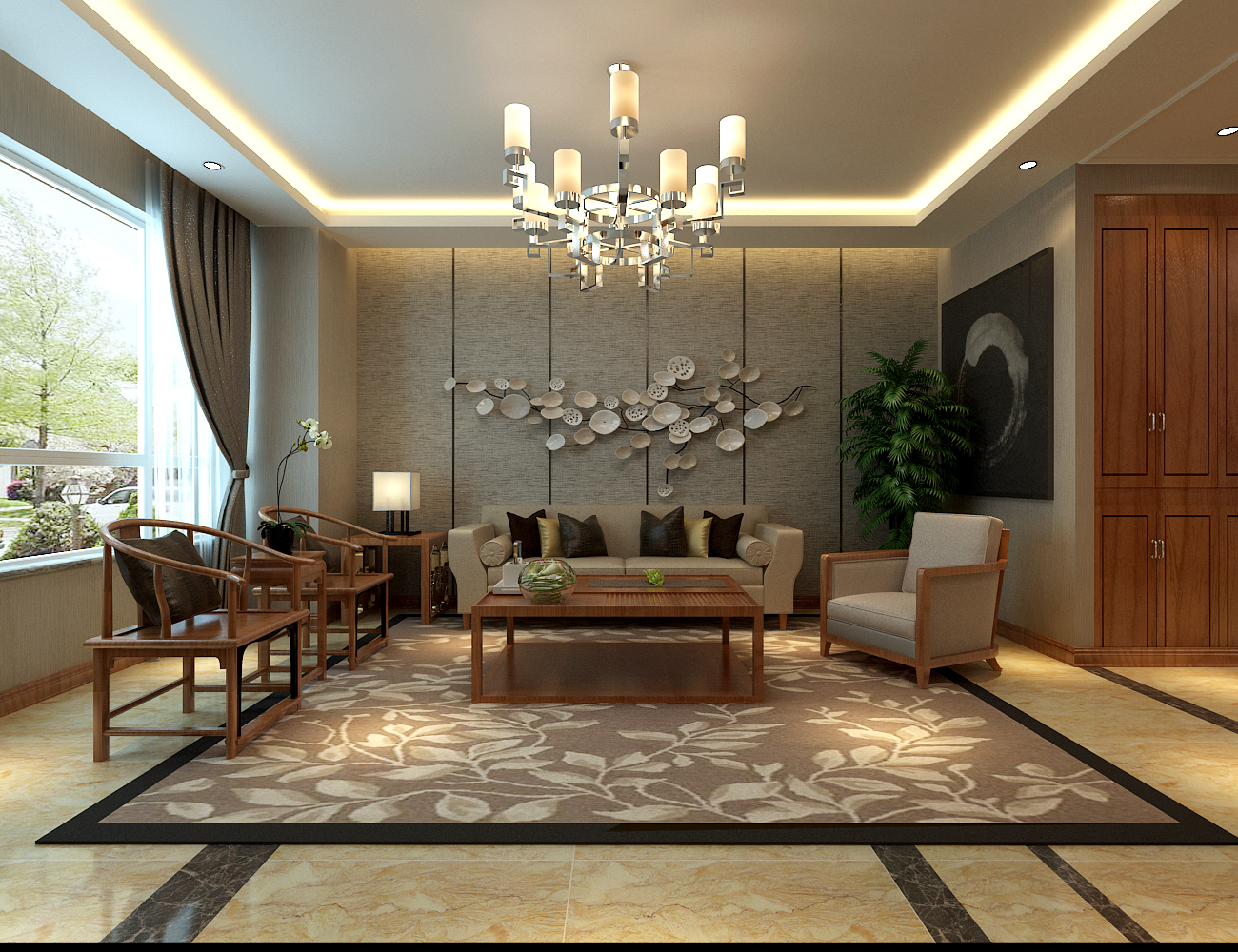 新中式风格 客厅图片来自沈阳柏高建筑装饰工程有限公司在新中式风格的分享